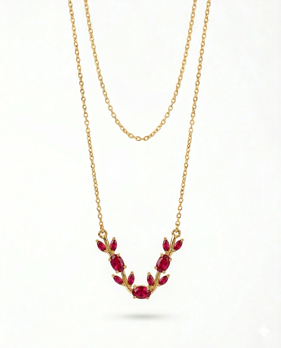 Exclusive zirconia tulip chain necklace