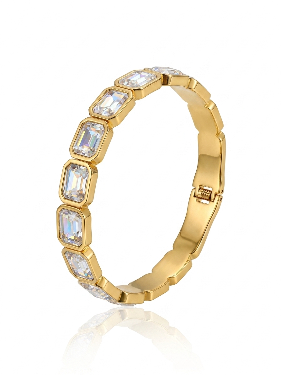 Crystal rhinestone golden cuff bracelet