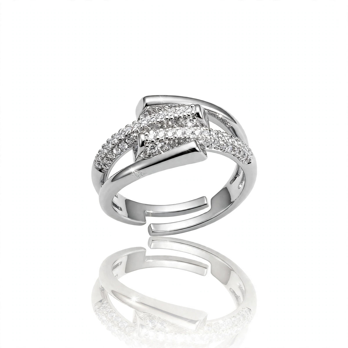 S925 Zirconium Aria Zirconia Silver adjustable Ring