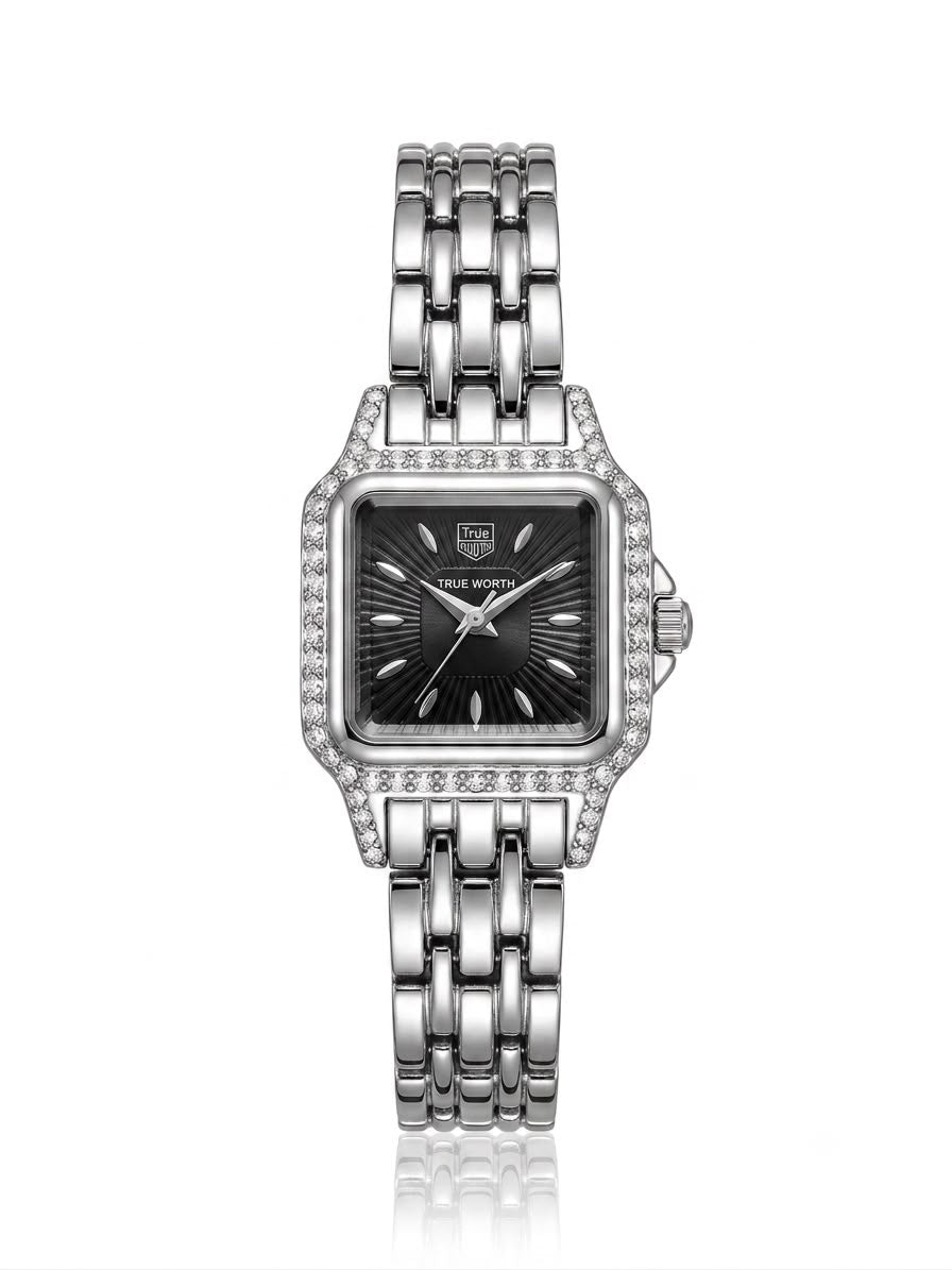 Crystal studded silver jubilee TW watch