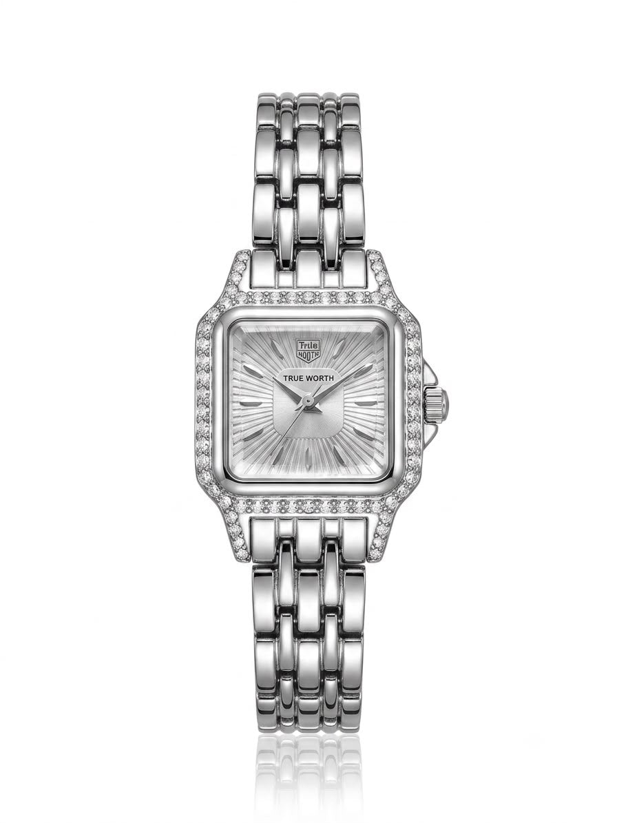 Crystal studded silver jubilee TW watch