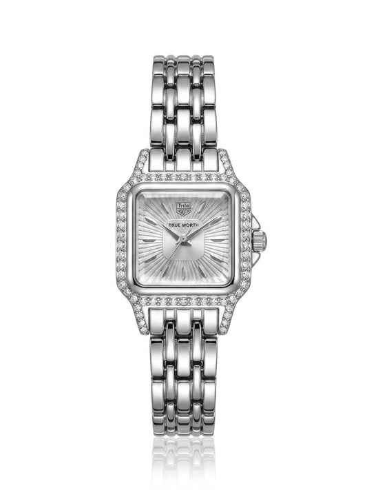 Crystal studded silver jubilee TW watch