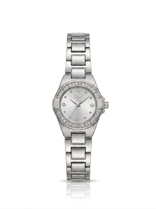 Crystal studded silver grey dial watch