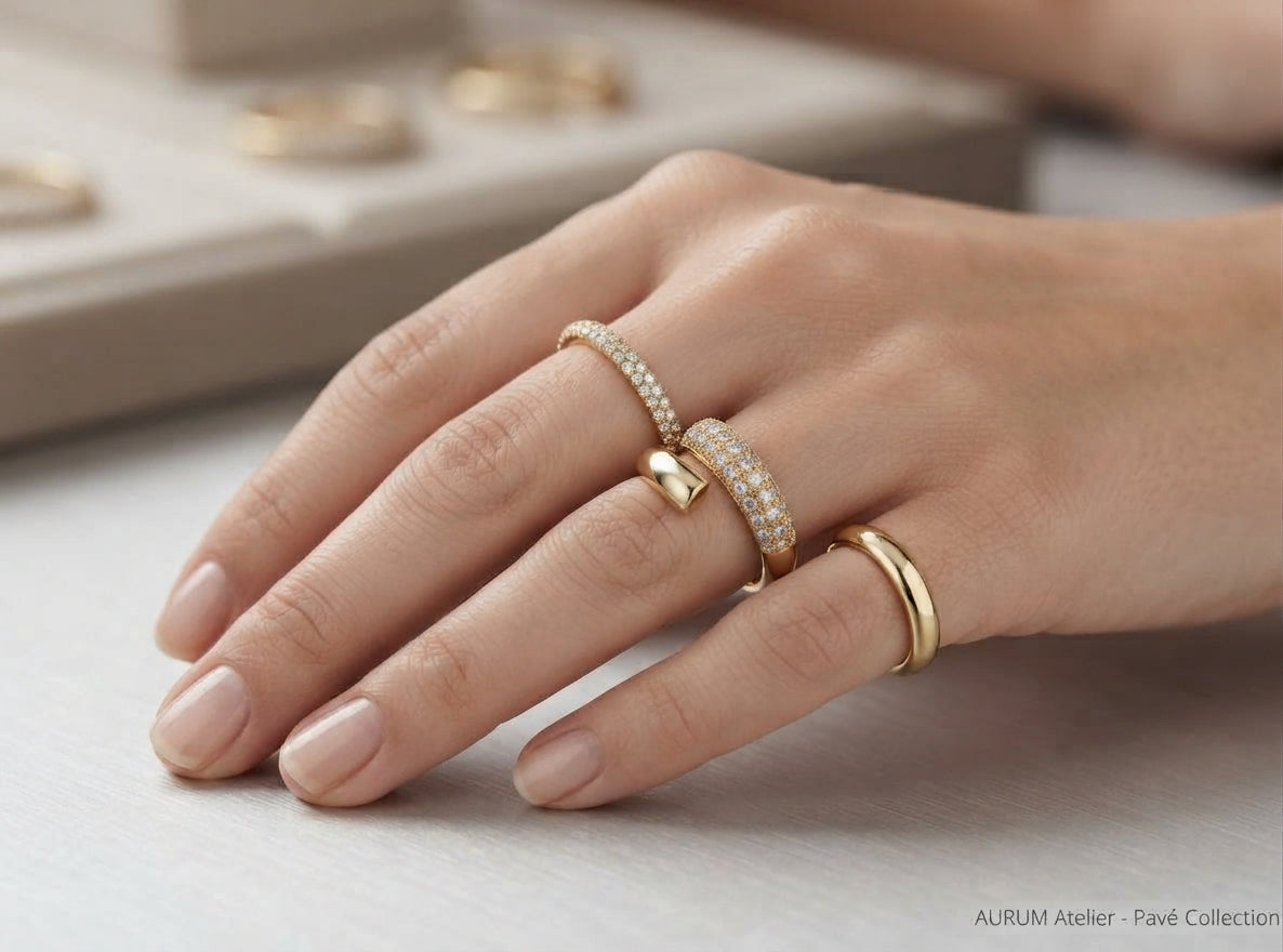 S925 Zirconium Crystal Aurum atalier Gold Adjustable Ring