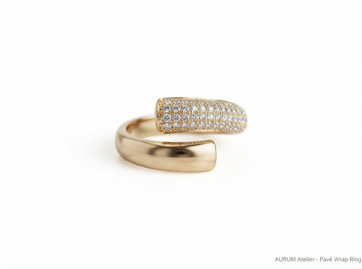 S925 Zirconium Crystal Aurum atalier Gold Adjustable Ring