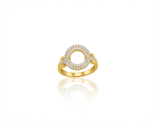 S925 Zirconium Crystal Spherical Gold Adjustable Ring