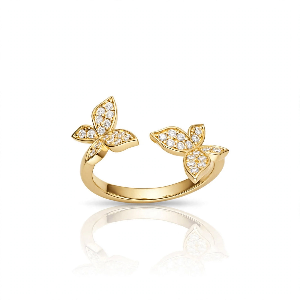 S925 Zirconium Crystal Butterfly Gold Adjustable Ring