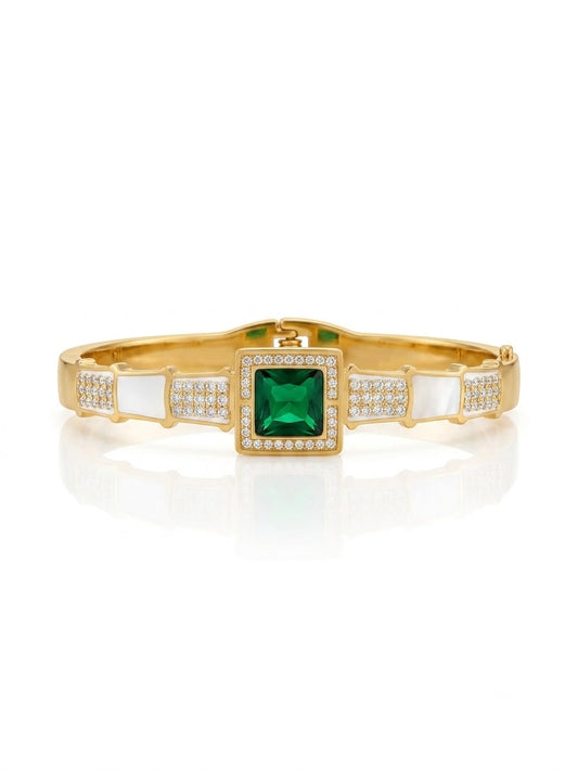 ✨Exclusive Emerald stainless steel enamel gold cuff bracelet ✨