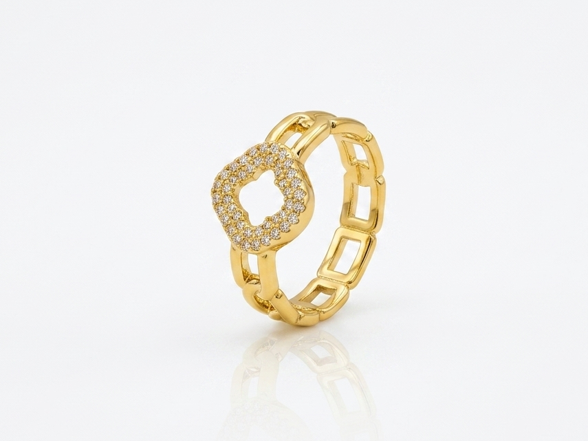 ✨Exclusive Zirconia Gold clovie Adjustable Ring ✨