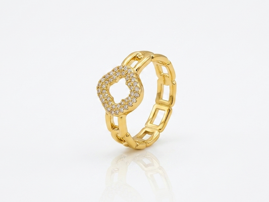 ✨Exclusive Zirconia Gold clovie Adjustable Ring ✨