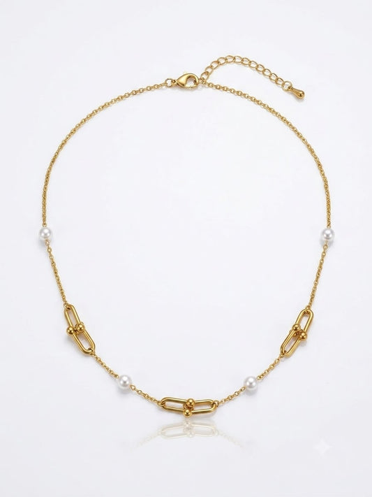✨Stainless Steel Pearl beaded Link chain Necklace ✨