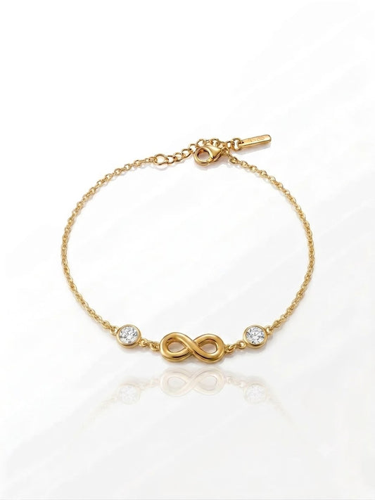 Stainless steel crystal infinity chain bracelet