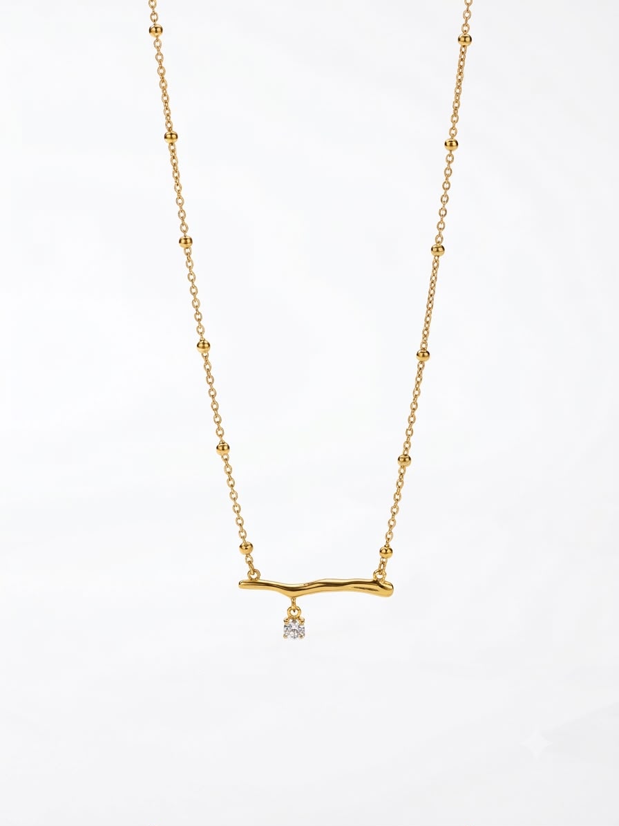 ✨Exclusive rice beaded gold bar crystal pendant ✨