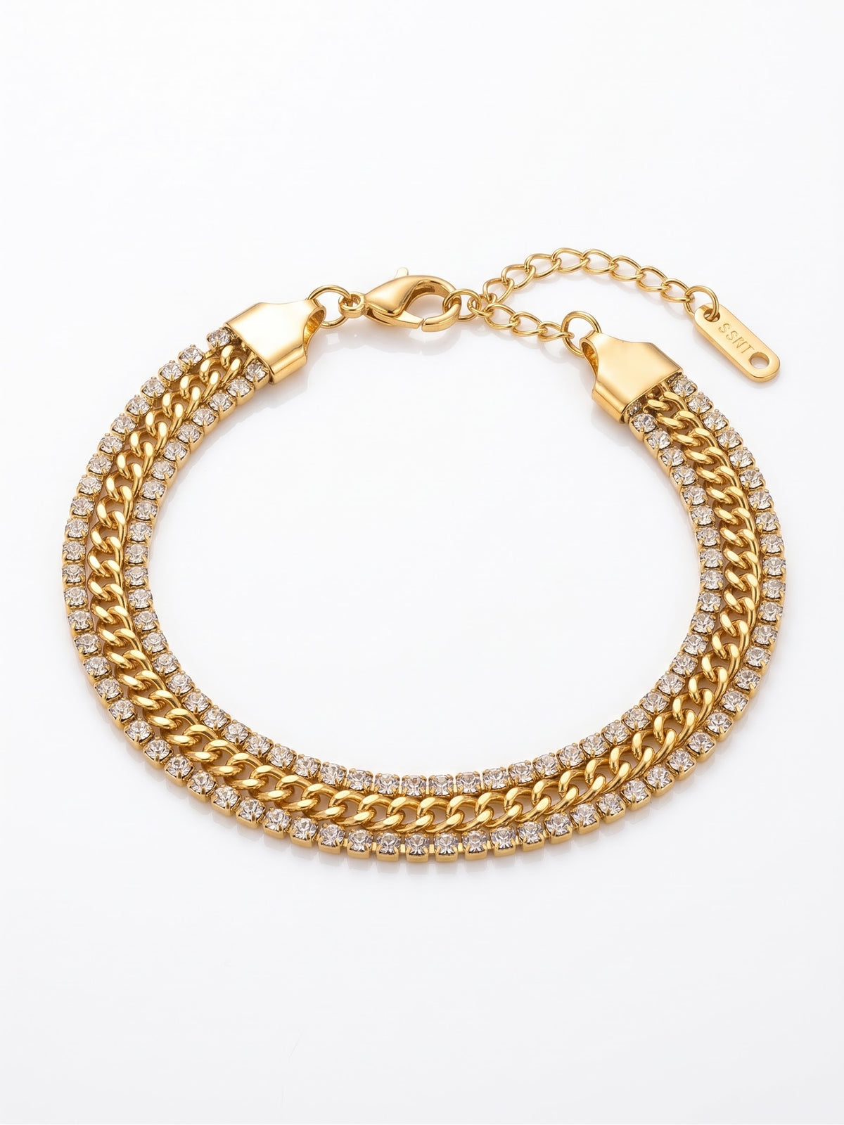 Stainless steel Gold Layered Tennis chain Bracelet