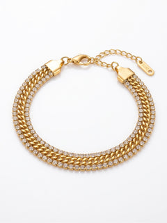 Stainless steel Gold Layered Tennis chain Bracelet