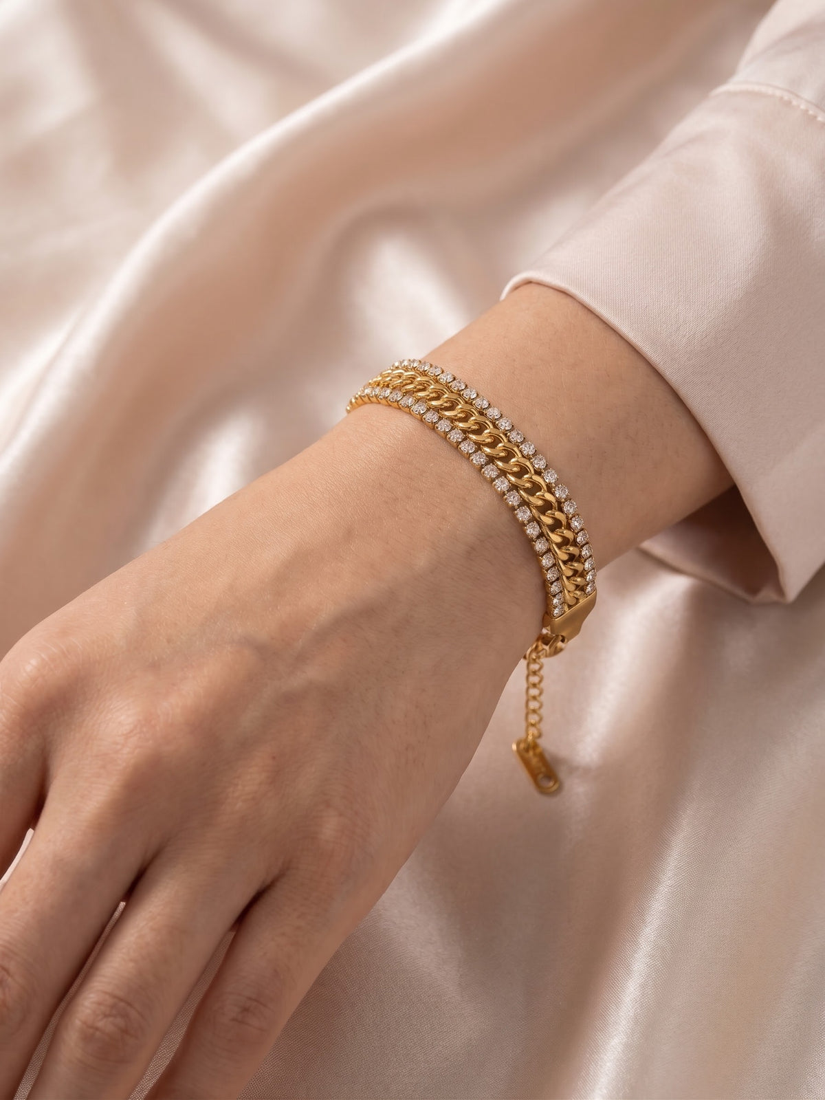 Stainless steel Gold Layered Tennis chain Bracelet