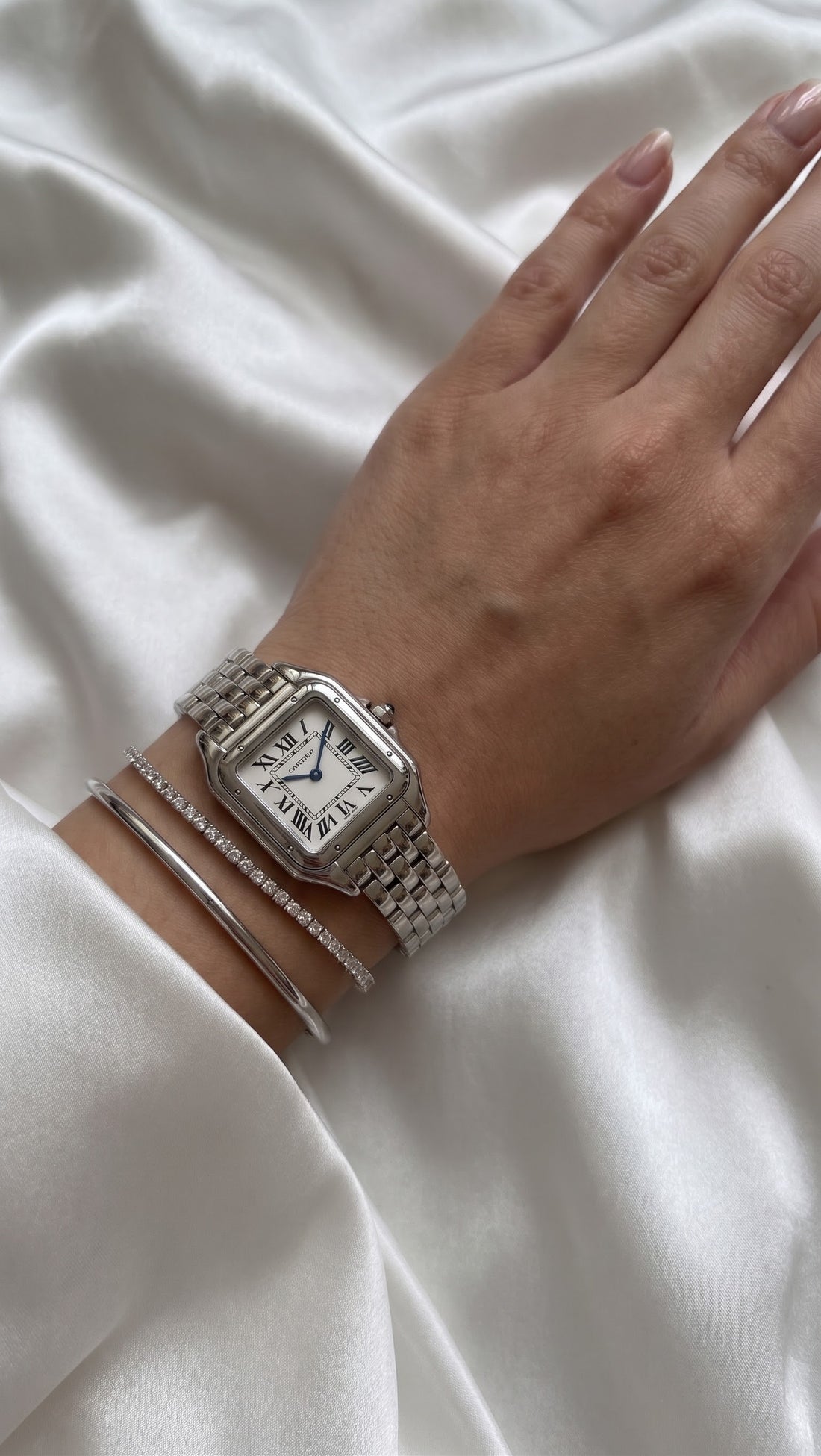 ✨Exquisite S stainless steel Silver Jubilee white dial carte Watch✨