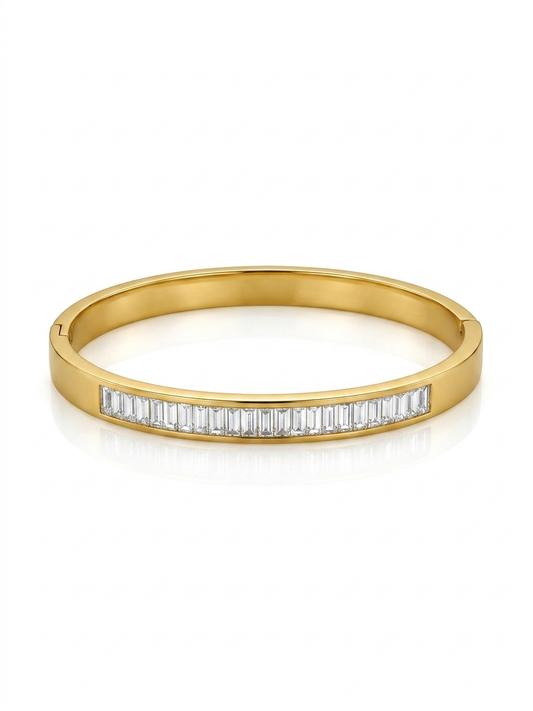 Exquisite Stainless steel Cystal diamond cut cuff bracelet