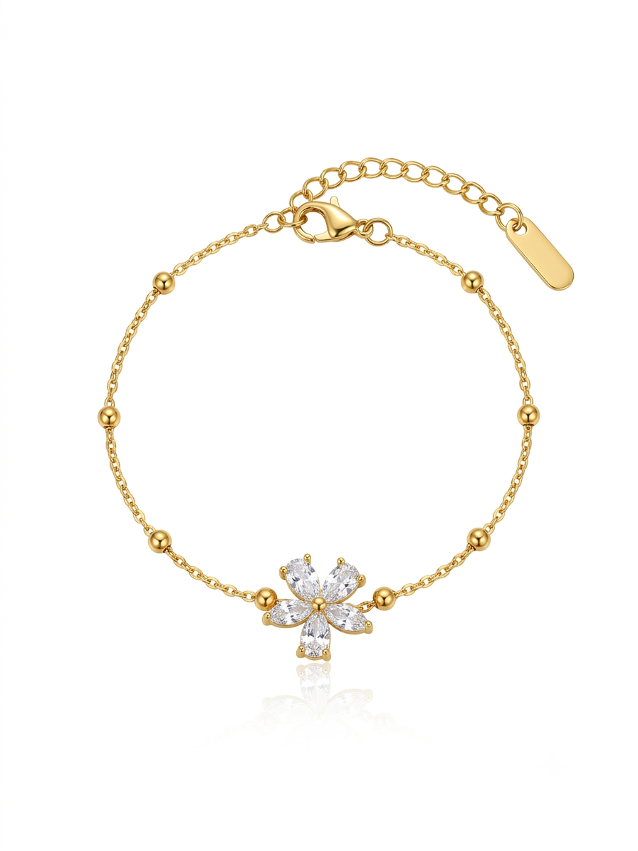 ✨Stainless steel Gold beaded floral chain Bracelet✨