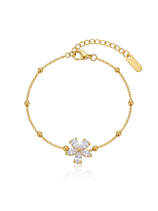✨Stainless steel Gold beaded floral chain Bracelet✨